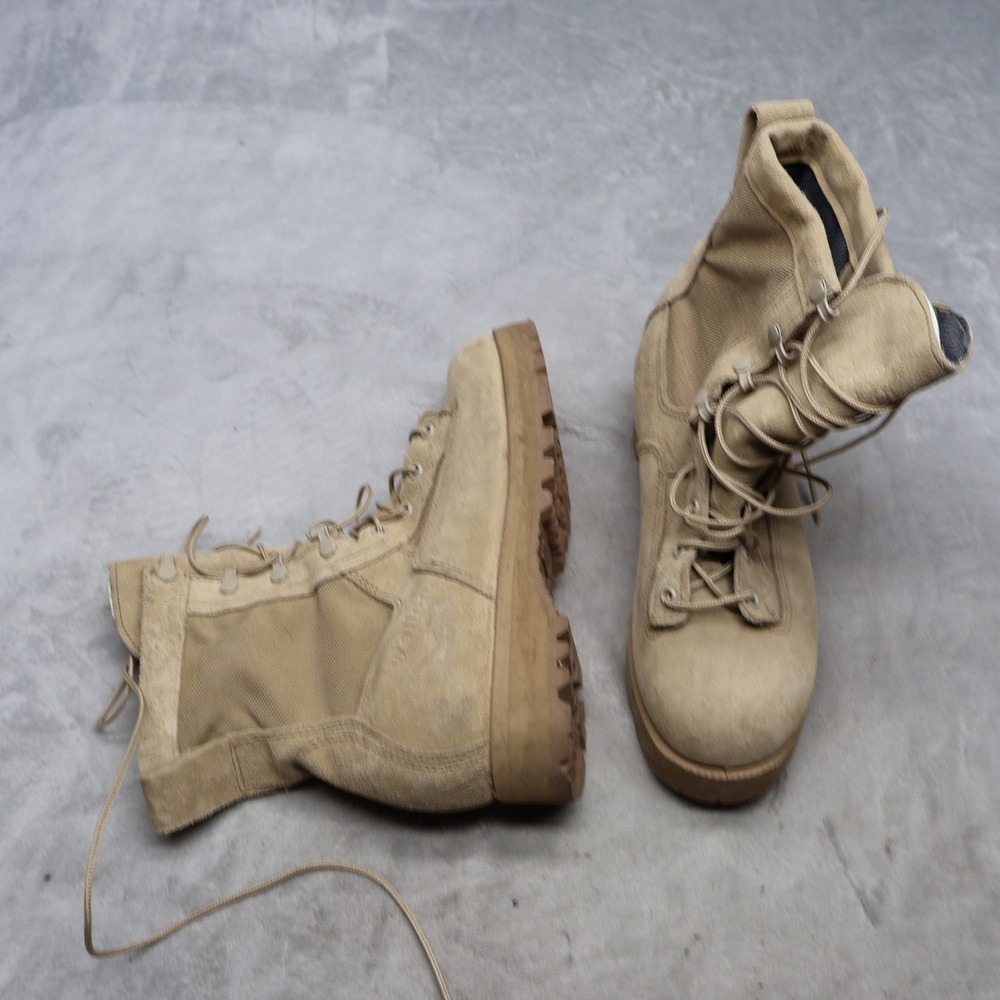 Wellco Men 8.5R Combat Boots Brown Suede Leather Tactical Military Work Lace Up